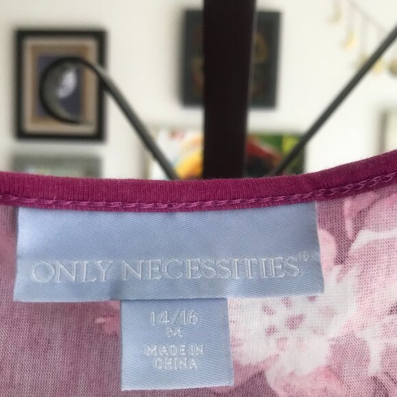 ONLY NECESSITIES size 14 / 16 Pink Floral Zip Front Lounger Muu Muu Patio Dress - Picture 5 of 6